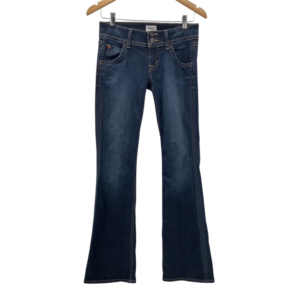 Hudson Signature Bootcut Jeans Dark Wash Low Rise Flap Pocket Blue Denim 25